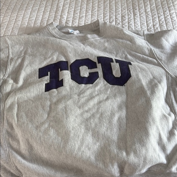 Champion Tops - Champion TCU light Gray Sweatshirt with purple Letters